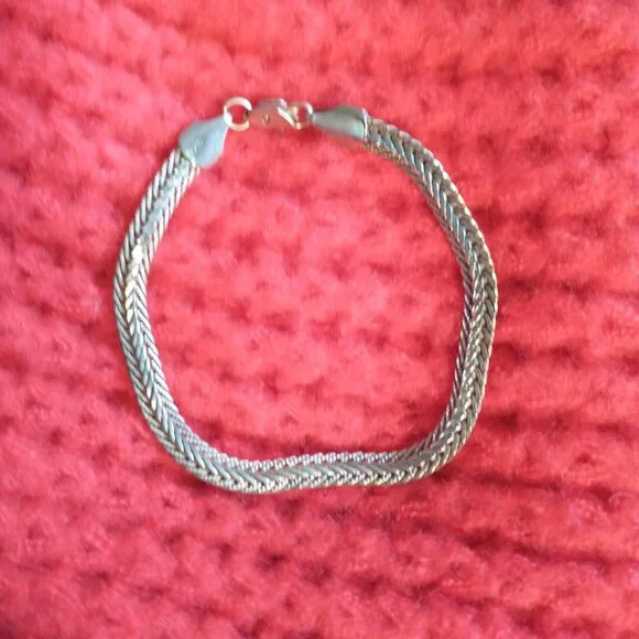 Sterling Silver Herringbone Link Bracelet - Picture 2 of 10